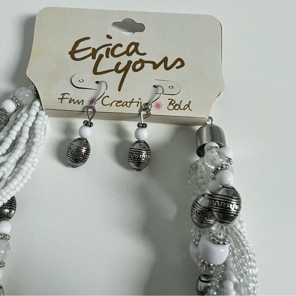 🍭4/$20 New Erica Lyons Beaded Twist Statement Necklace and Earring set - Picture 4 of 6